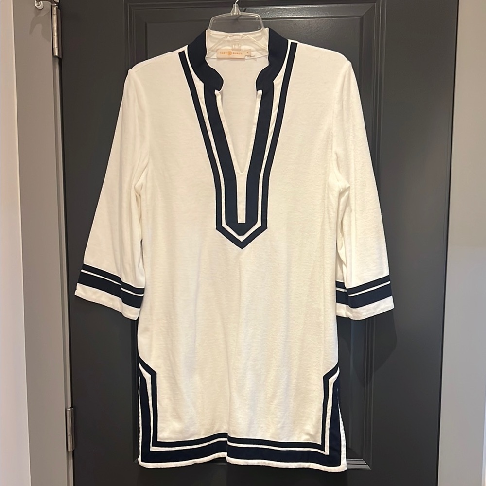 Tory Burch White and Navy Tunic